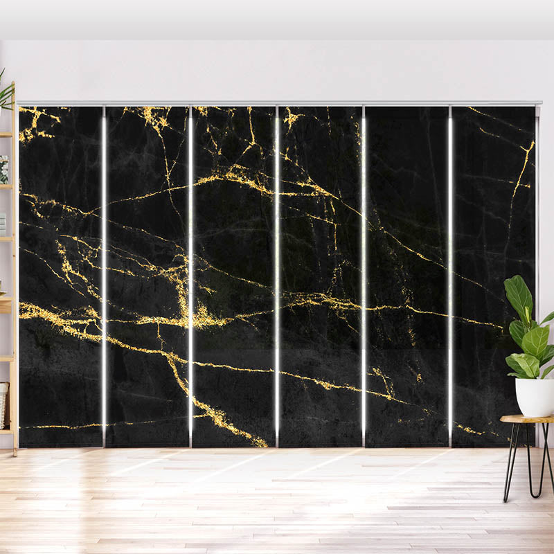 Schiebegardine Motiv Schwarz Goldener Hintergrund