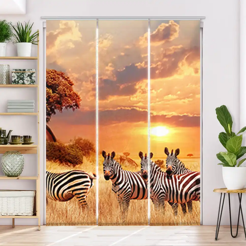 Schiebegardine Motiv Zebras in Afrikas Savanne