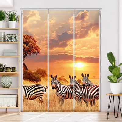 Schiebegardine Motiv Zebras in Afrikas Savanne