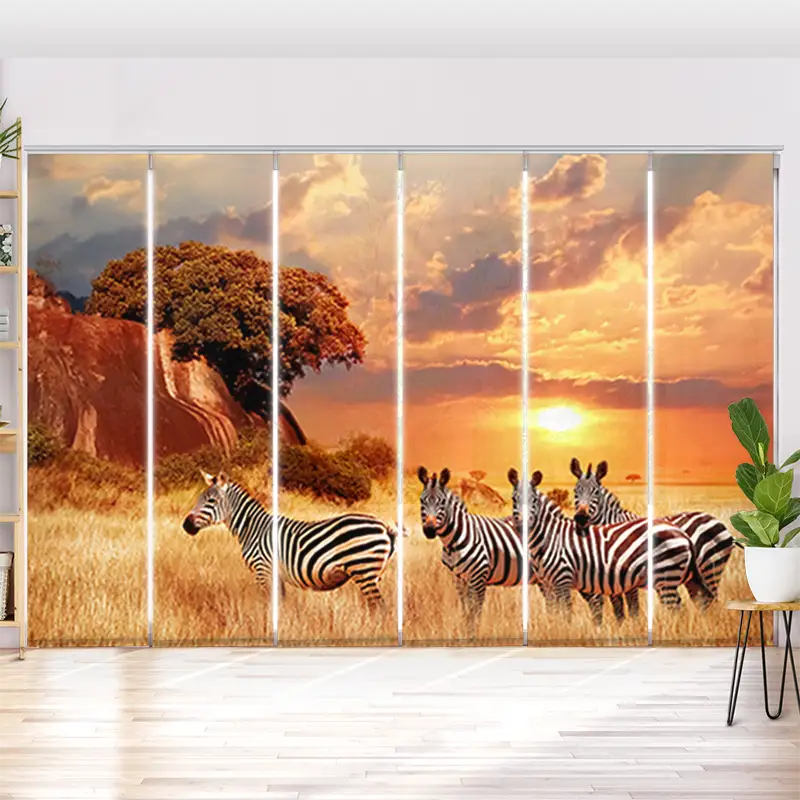 Schiebegardine Motiv Zebras in Afrikas Savanne