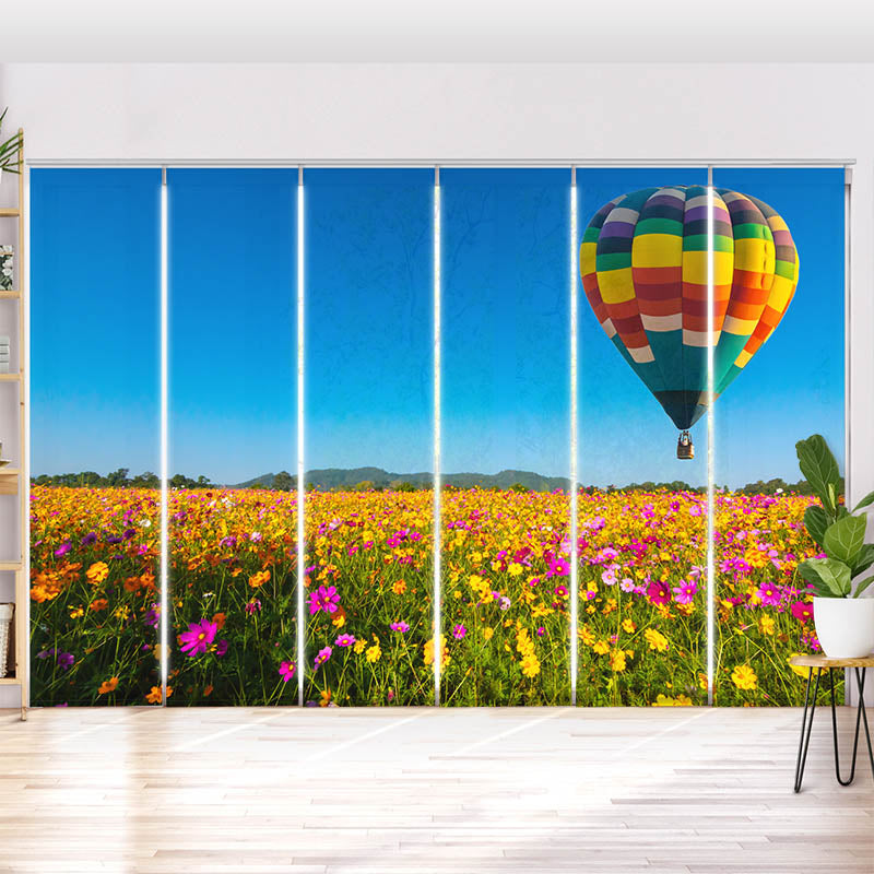 Schiebegardine Motiv Blumenwiese Ballon