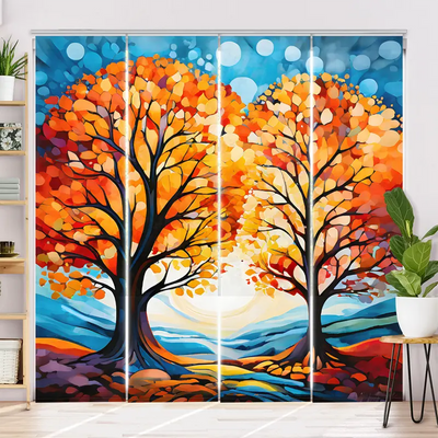 Schiebegardine Motiv Baeume Im Herbst Gemaelde