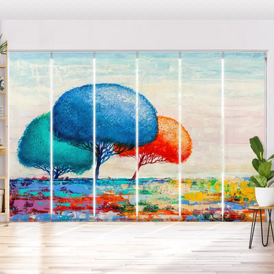 Schiebegardine Motiv Herbstbaeume Gemaelde