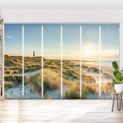 Schiebegardine Motiv Leuchtturm Strand Meer auf Sylt