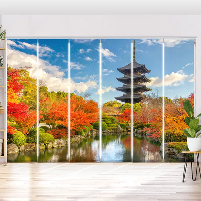 Schiebegardine Motiv Japanischer Garten Im Herbst