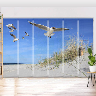 Schiebegardine Motiv Moewen am Strand