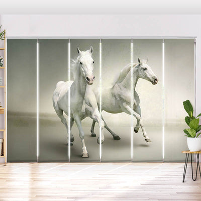 Schiebegardine Motiv Pferde Schimmel
