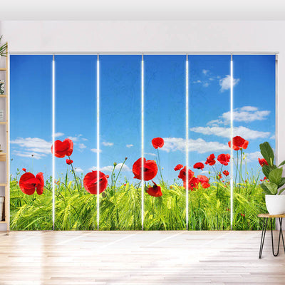 Schiebegardine Motiv Mohnblumen Wiese