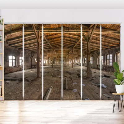Schiebegardine Motiv Alte Fabrikhalle