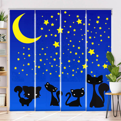 Schiebegardine Motiv Katzen Unter dem Sternenhimmel