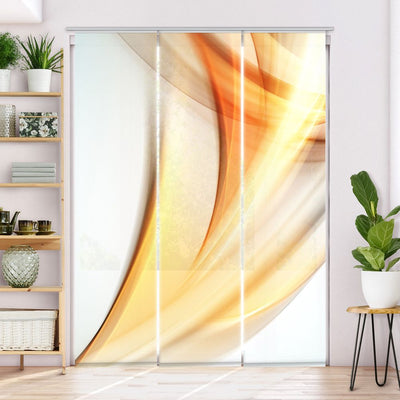 Schiebegardine Motiv Abstakt Wellen Orange Grau
