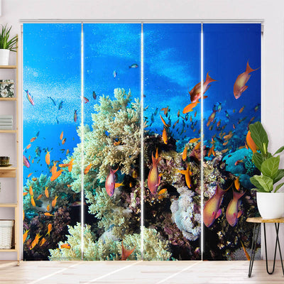 Schiebegardine Motiv Korallen und Fische