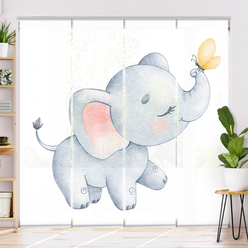 Schiebegardine Motiv Elefantenkind Schmetterling