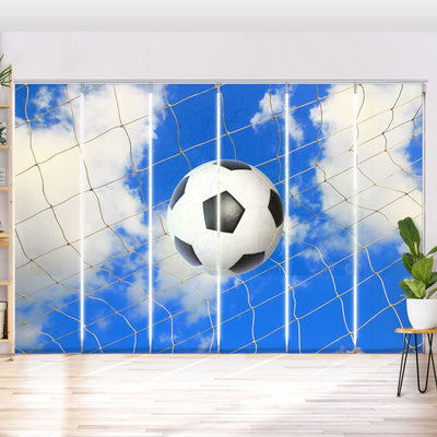 Schiebegardine Motiv Fussball im Netz