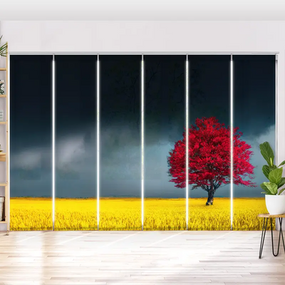Schiebegardine Motiv Roter Herbstbaum
