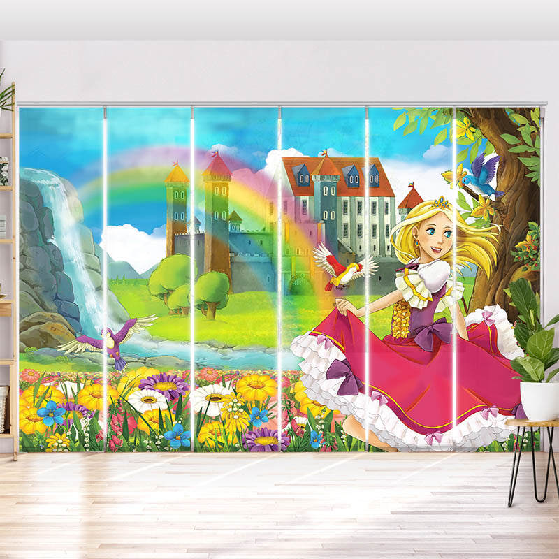 Schiebegardine Motiv "Prinzessin Regenbogen Schloss"