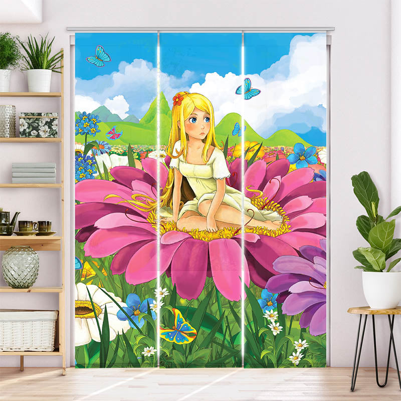 Schiebegardine Motiv "Mädchen auf Einer Blume"