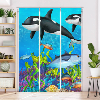 Schiebegardine Motiv Orcas