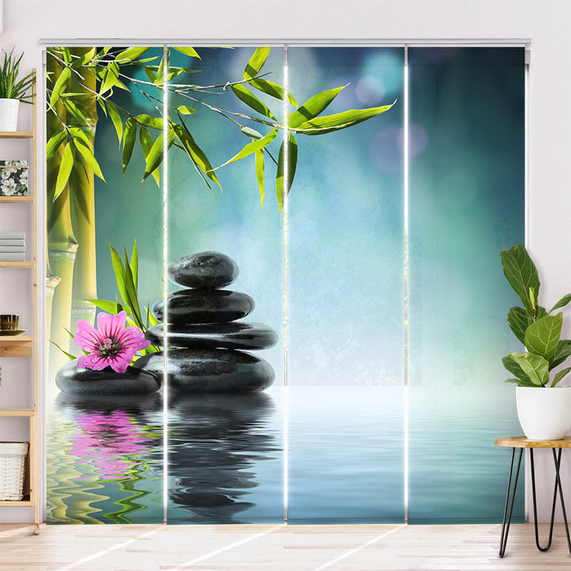 Schiebegardine Motiv Black Stones Wellnes