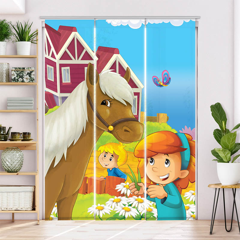 Schiebegardine Motiv "Maedchen mit Pferd"
