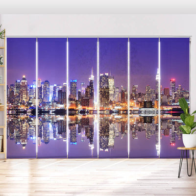 Schiebegardine Motiv Skyline Manhatten Nacht