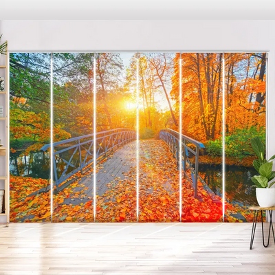 Schiebegardine Motiv Herbstseebruecke