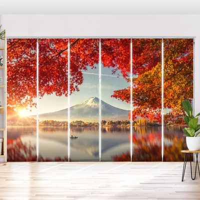 Schiebegardine Motiv Herbstsee Kawaguchiko