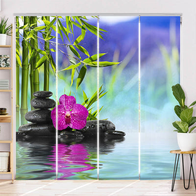 Schiebegardine Motiv Spa Orchidee Steine