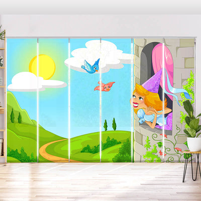 Schiebegardine Motiv Prinzessin im Turm