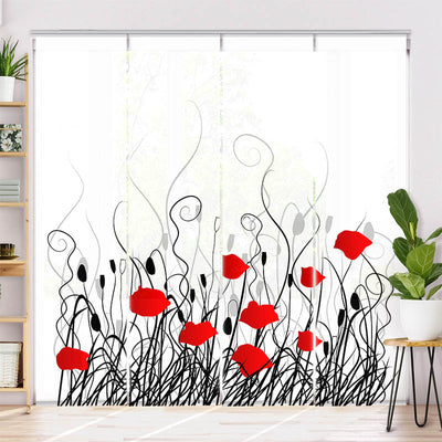 Schiebegardine Motiv Mohnblumen Grafik