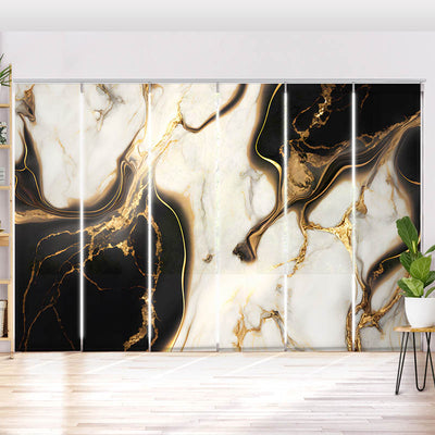 Schiebegardine Motiv Abstrakt Marmor Weiss Schwarz