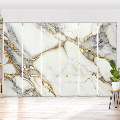 Schiebegardine Motiv Gold Weiss Marmoriert