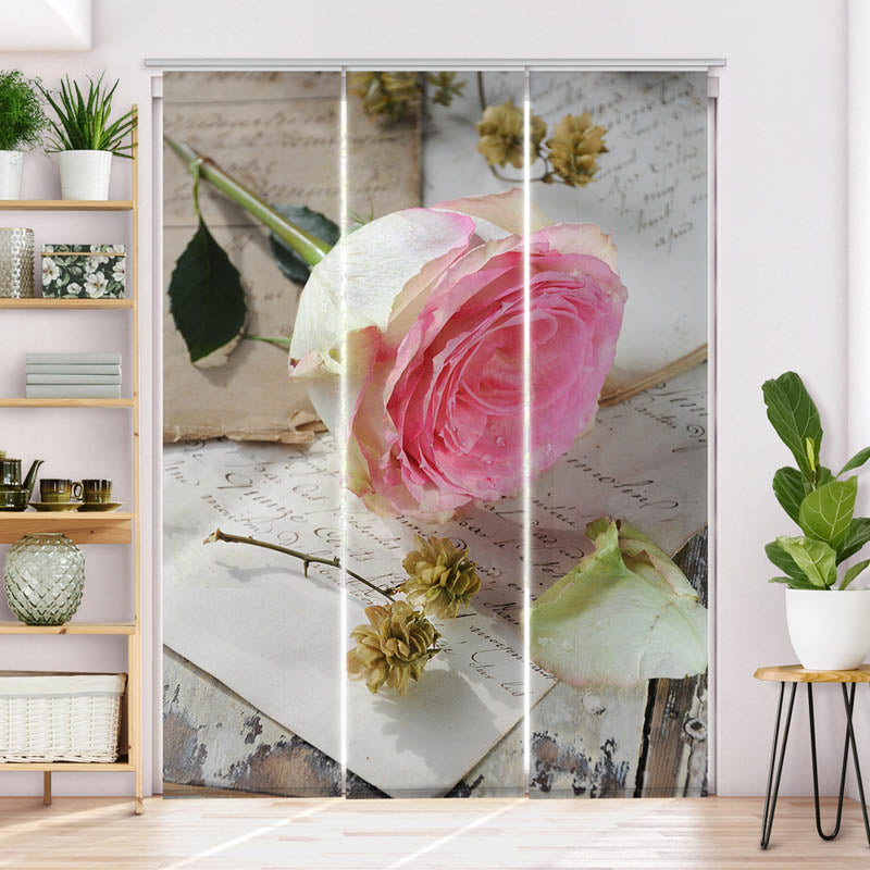 Schiebegardine Motiv Rose Pink Brief Vintage