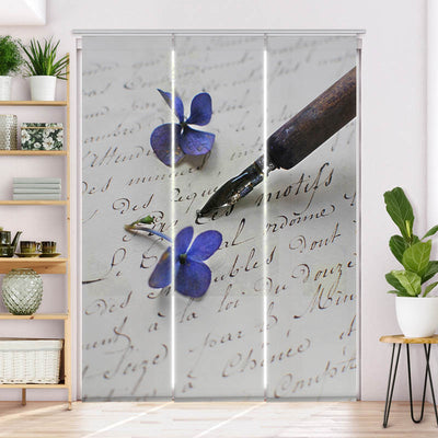 Schiebegardine Motiv Hortensien Brief Fueller Vintage