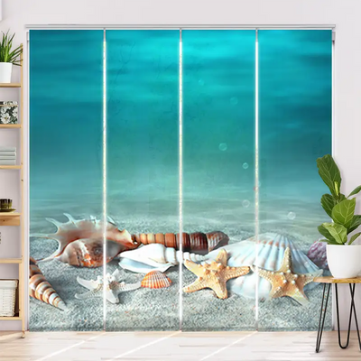 Schiebegardine Motiv Muschel und Seestern am Strand
