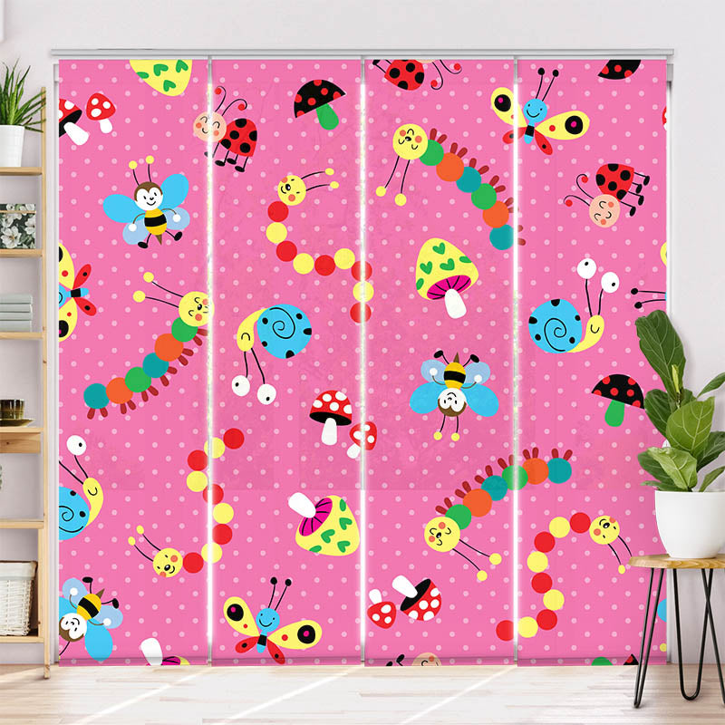 Schiebegardine Motiv "Raupen und Schmetterlinge"