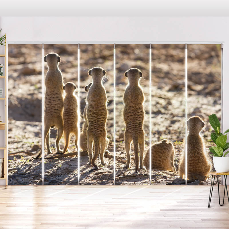 Schiebegardine Motiv "Erdmaennchen"