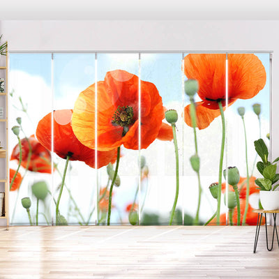 Schiebegardine Motiv Mohnblumen Panorama
