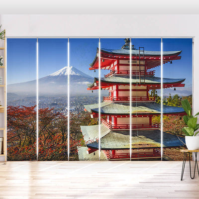 Schiebegardine Motiv Fuji im Herbst