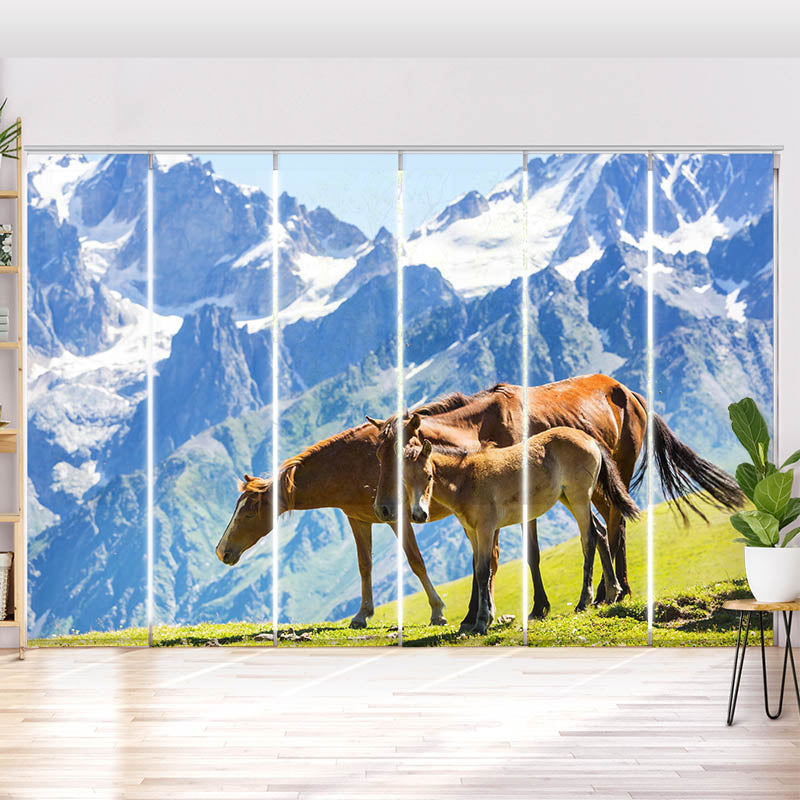Schiebegardine Motiv "Pferde auf der Alm"