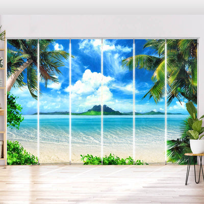 Schiebegardine Motiv Palmen Insel Meer