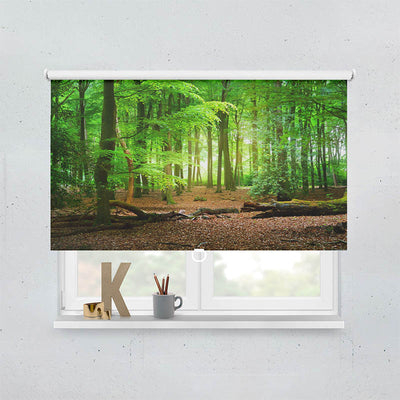 Plissee Motiv Wald mit Eichenlaub