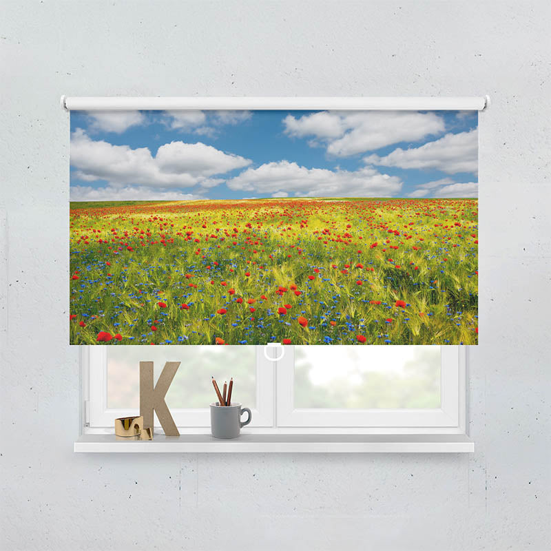 Plissee Motiv Kornfeld Mohnblumen Feld