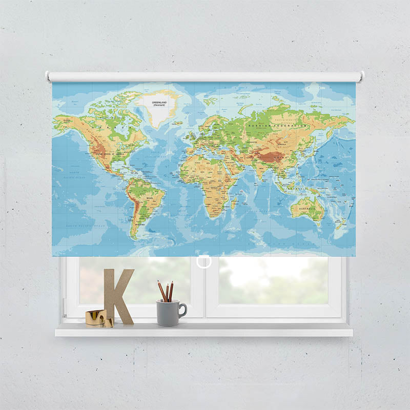 Plissee Motiv Weltkarte