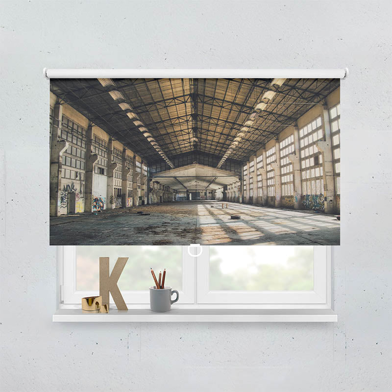 Plissee Motiv Verlassene Industriehalle