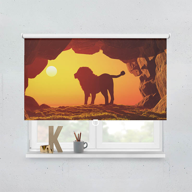 Plissee Motiv Loewe Sonnenuntergang