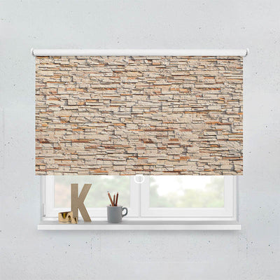 Plissee Motiv Moderne Steinmauer