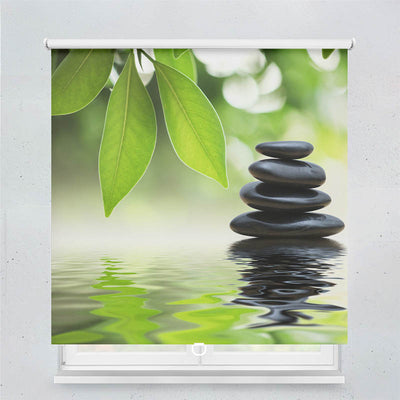 Plissee Motiv Schwarze Steine