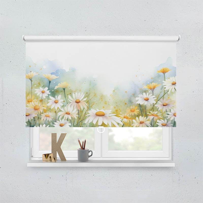 Plissee Motiv Gaensebluemchen Aquarell