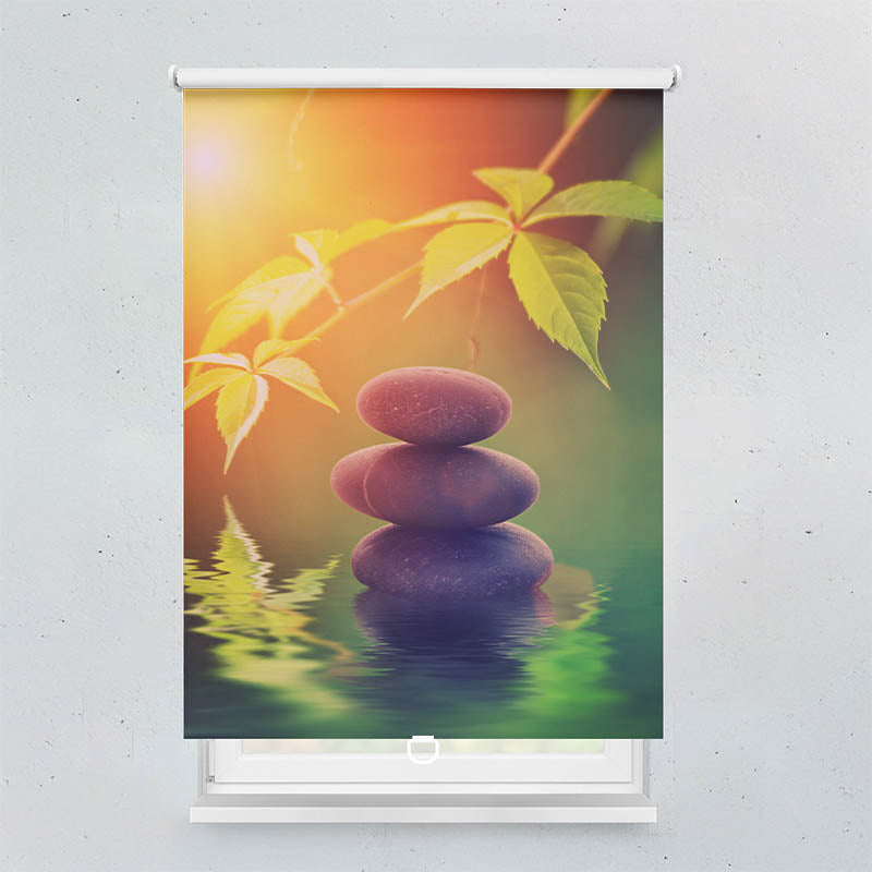Plissee Motiv Spa Steine Sonne